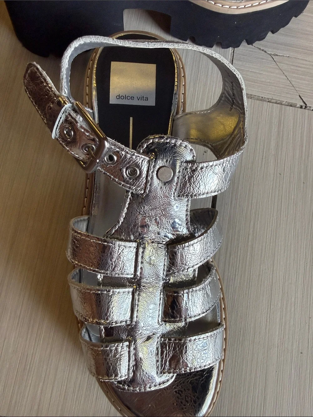 Dolce Vita Metallic Silver Gladiator Sandals